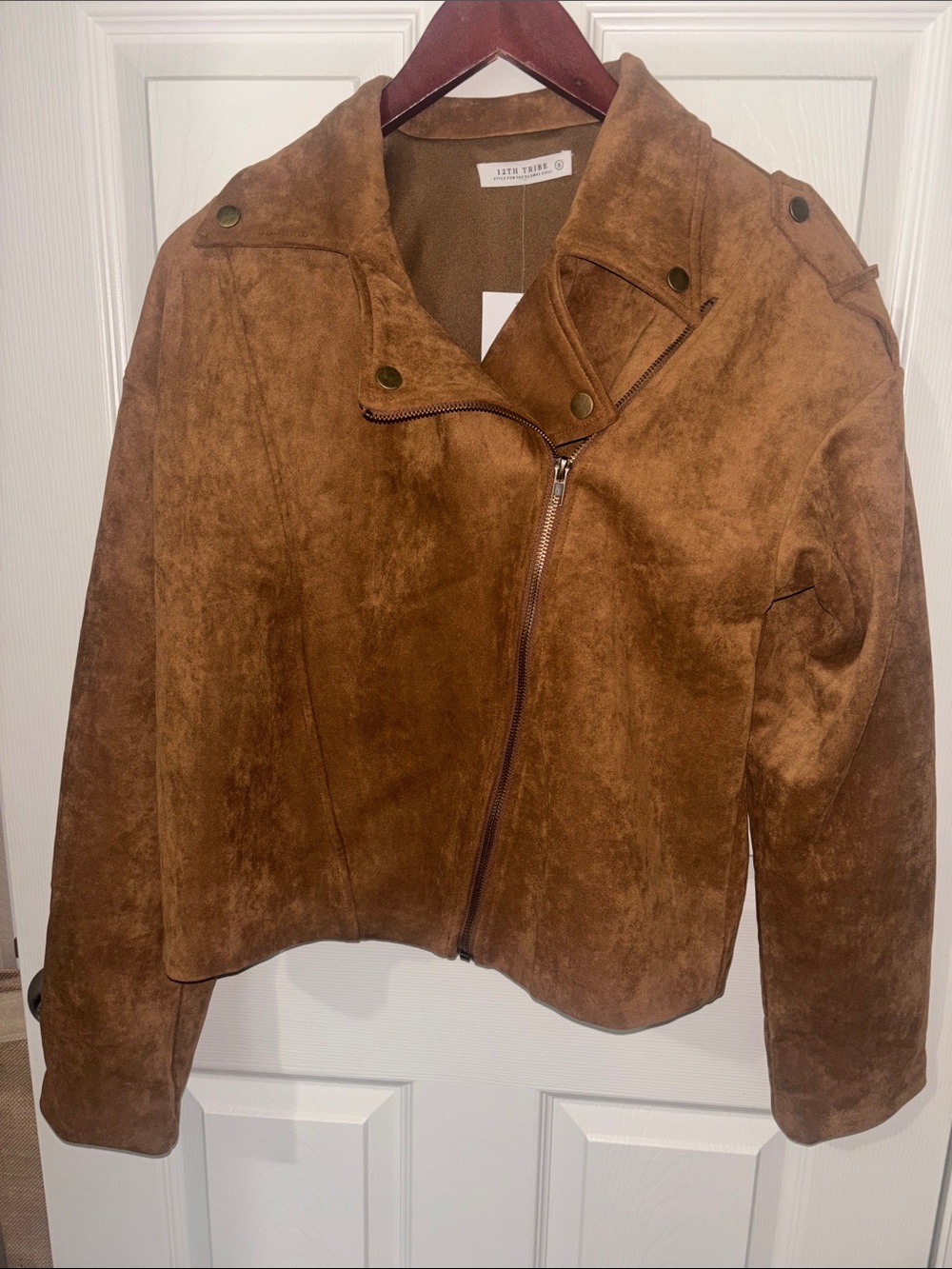 NWT 12th Tribe Camden Cognac Vegan Suede Jacket - Picture 8 of 12